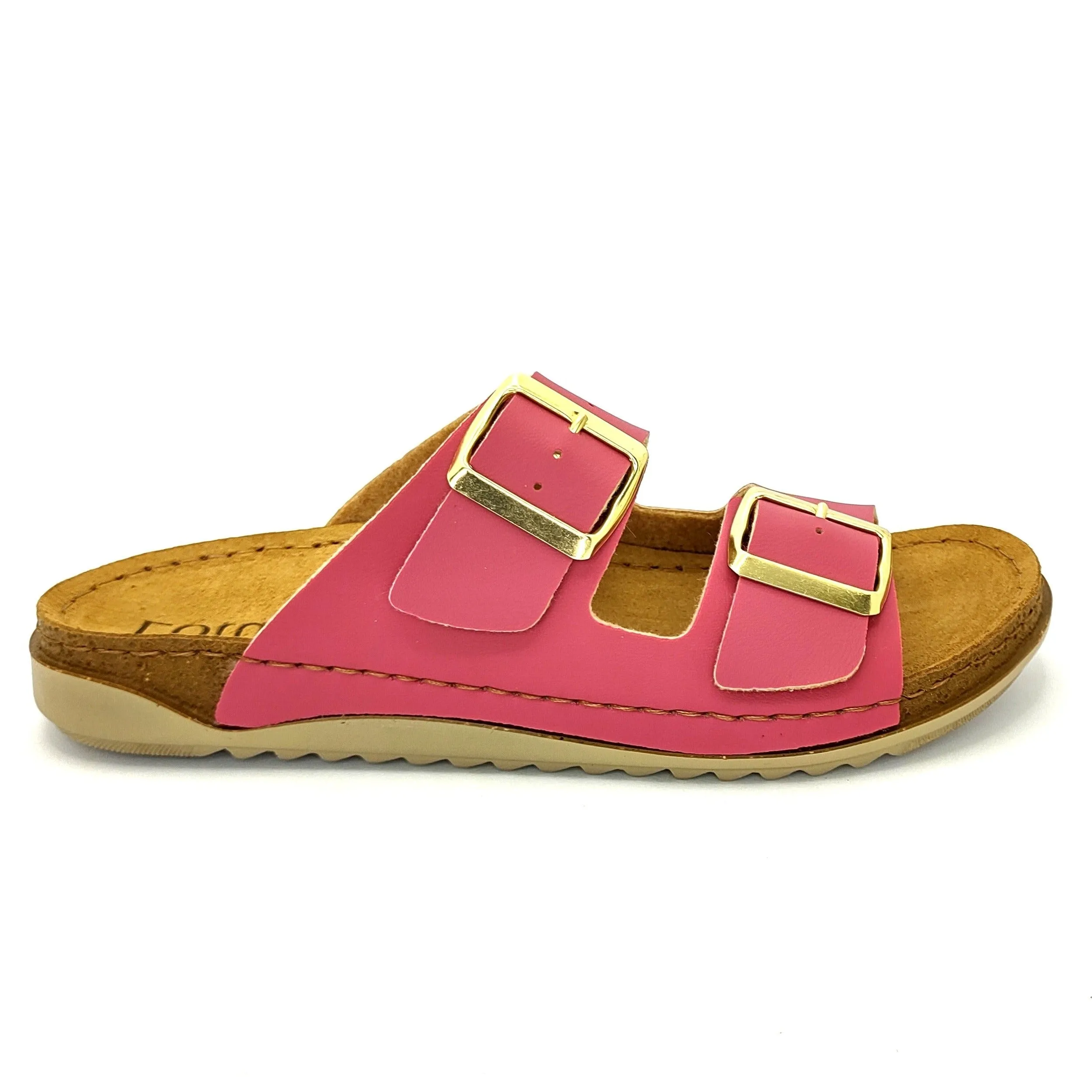 Lotus Cortona Women's Twin Strap Slider Mule Sandal Raspberry