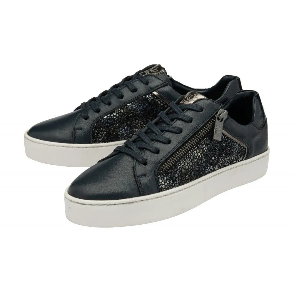 Lotus Sherese Navy/Print Leather Trainers