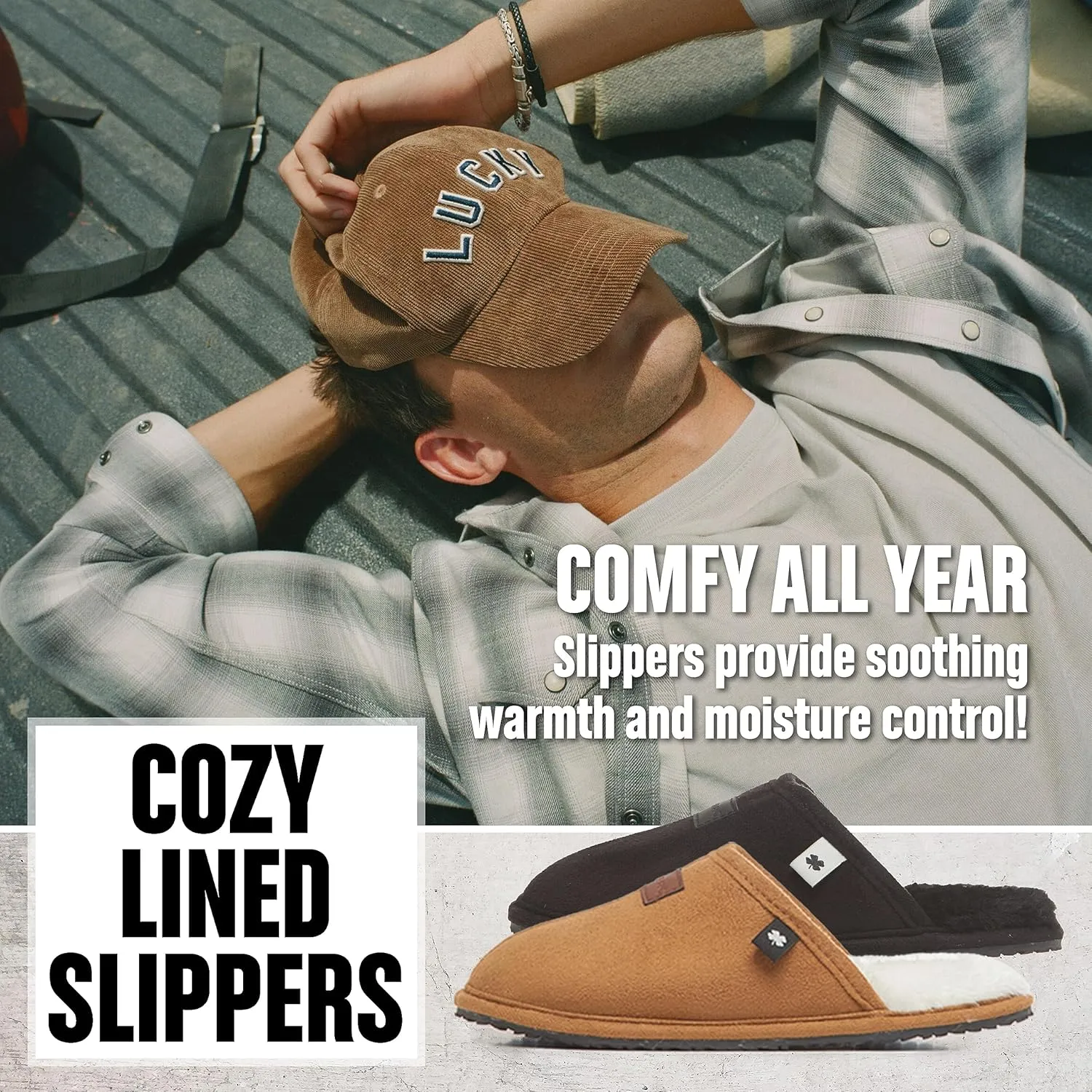 Lucky Brand Micro-Suede Memory Foam Boys Slippers - Closed Toe Plush Lined House Shoes/Kids Slippers