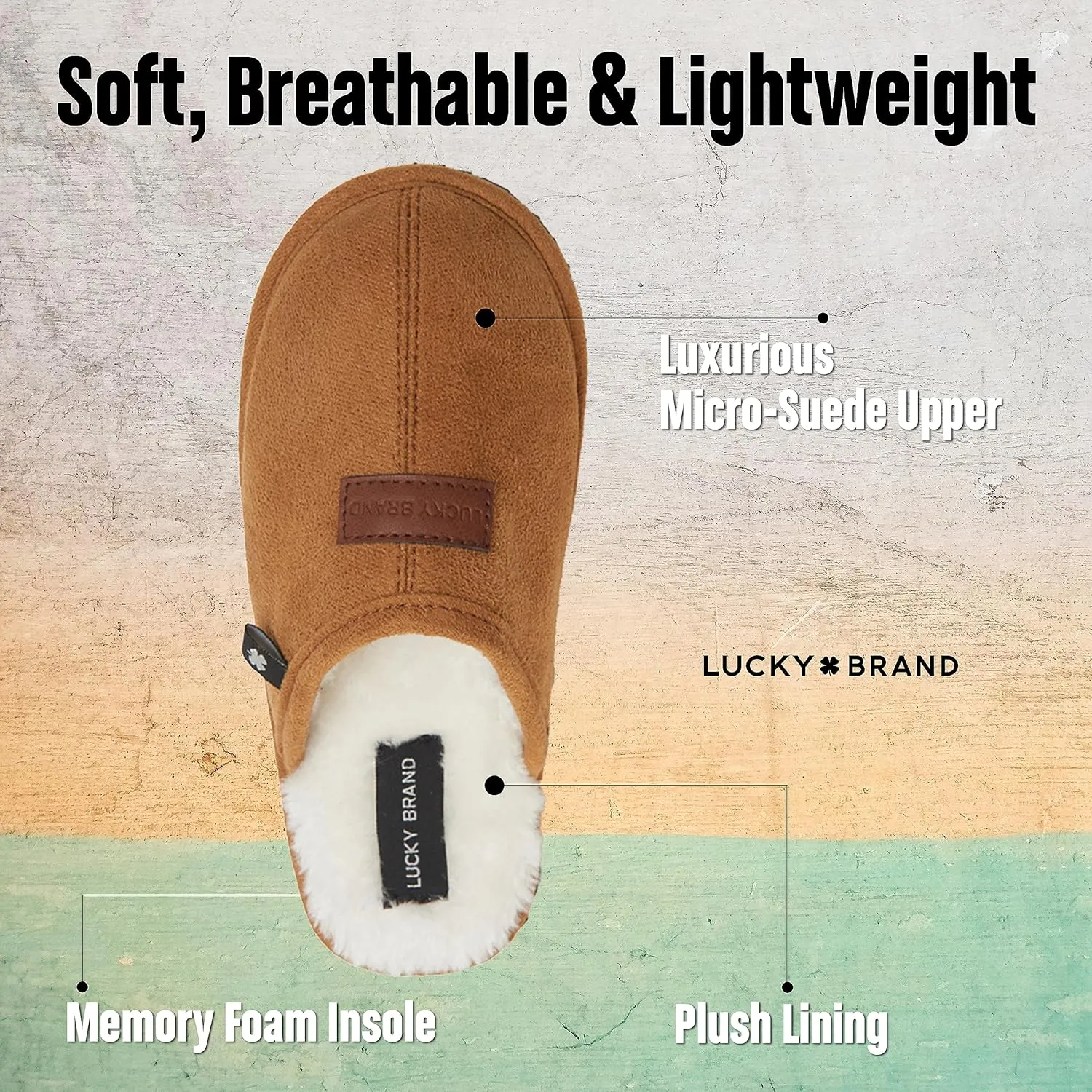 Lucky Brand Micro-Suede Memory Foam Boys Slippers - Closed Toe Plush Lined House Shoes/Kids Slippers