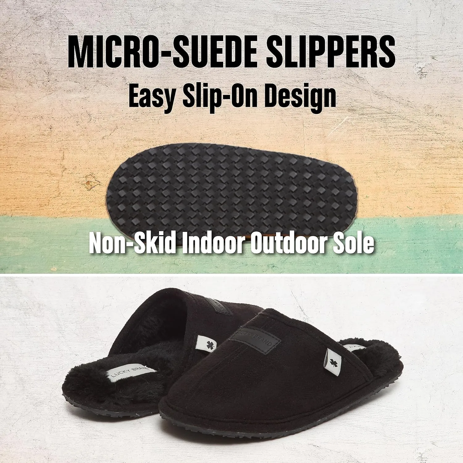 Lucky Brand Micro-Suede Memory Foam Boys Slippers - Closed Toe Plush Lined House Shoes/Kids Slippers