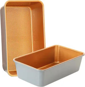 LUCYCAZ 2 Pack Non-Stick Heavy Duty Bread Loaf Pan Set, 9 x 5 Inch Carbon Steel Loaf Pans for Baking, Bread Pans for Homemade Bread, Cakes, Lasagna, Meatloaf, Copper