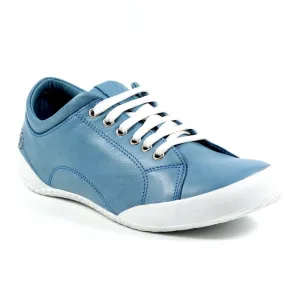 Lunar Carrick Women's Lace Leather Trainer Mid Blue