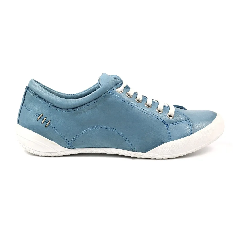 Lunar Carrick Women's Lace Leather Trainer Mid Blue