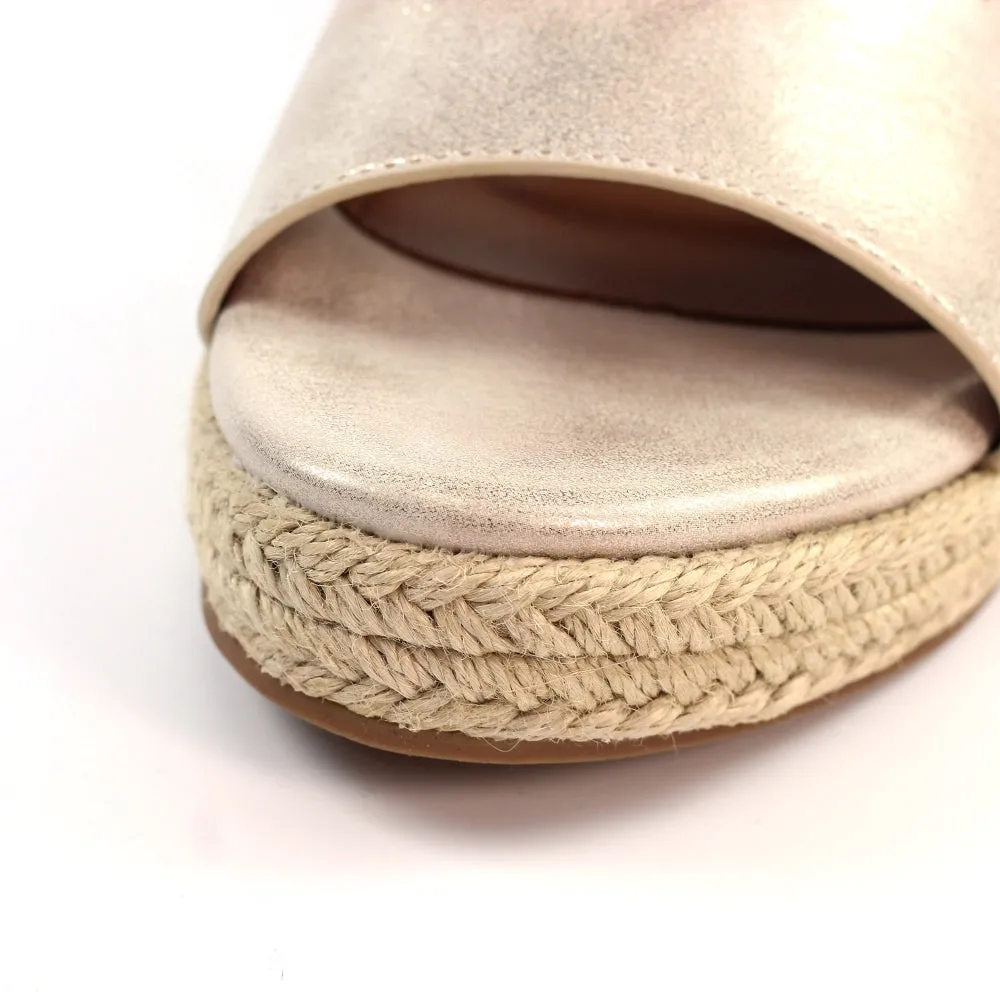 Lunar Rochester Women's Chunky Summer Wedge Espadrille Beige