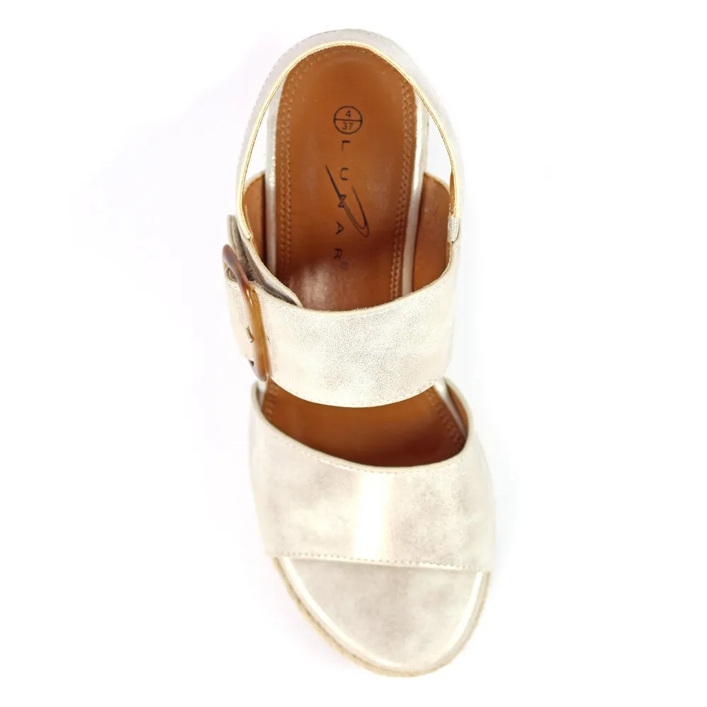 Lunar Rochester Women's Chunky Summer Wedge Espadrille Beige