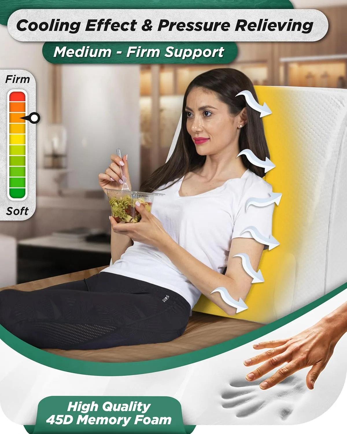 Lunix 4pcs Orthopedic Bed Wedge Pillow Set, Post Surgery Memory Foam for Back, Leg, and Knee Pain Relief, Adjustable Sitting Pillow for Sleeping, Acid Reflux, and GERD, with Hot Cold Pack, White
