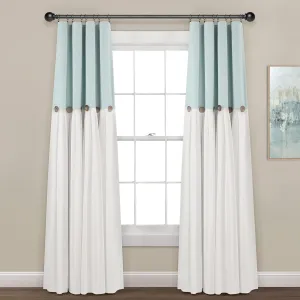 Lush Decor Linen Button 100% Blackout Window Curtain Panel, Single, 40" W x 84" L, Blue & White - Blackout Curtains - Rustic Decor - Country Farmhouse Curtains For Bedroom