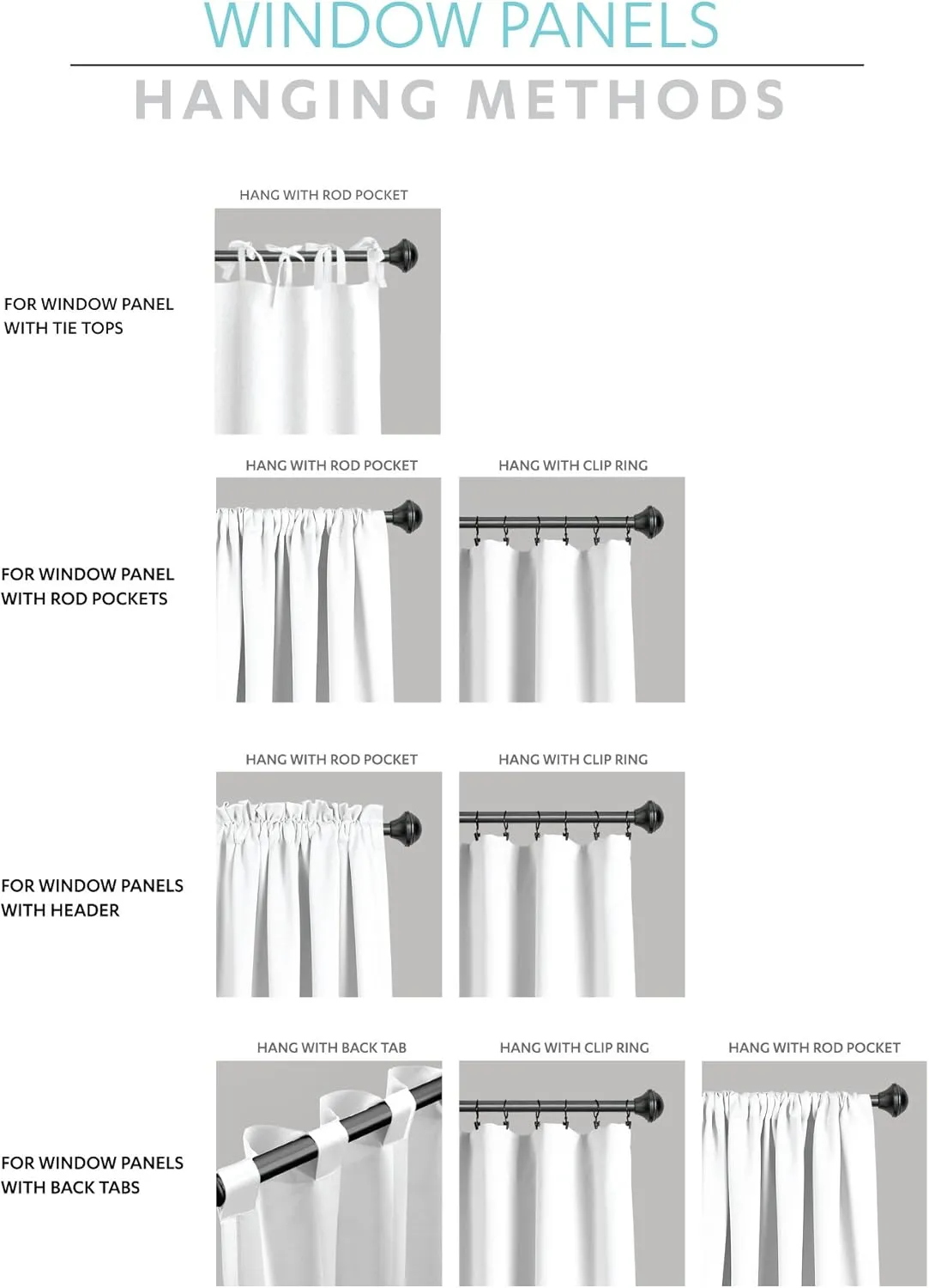 Lush Decor Linen Button 100% Blackout Window Curtain Panel, Single, 40" W x 84" L, Blue & White - Blackout Curtains - Rustic Decor - Country Farmhouse Curtains For Bedroom