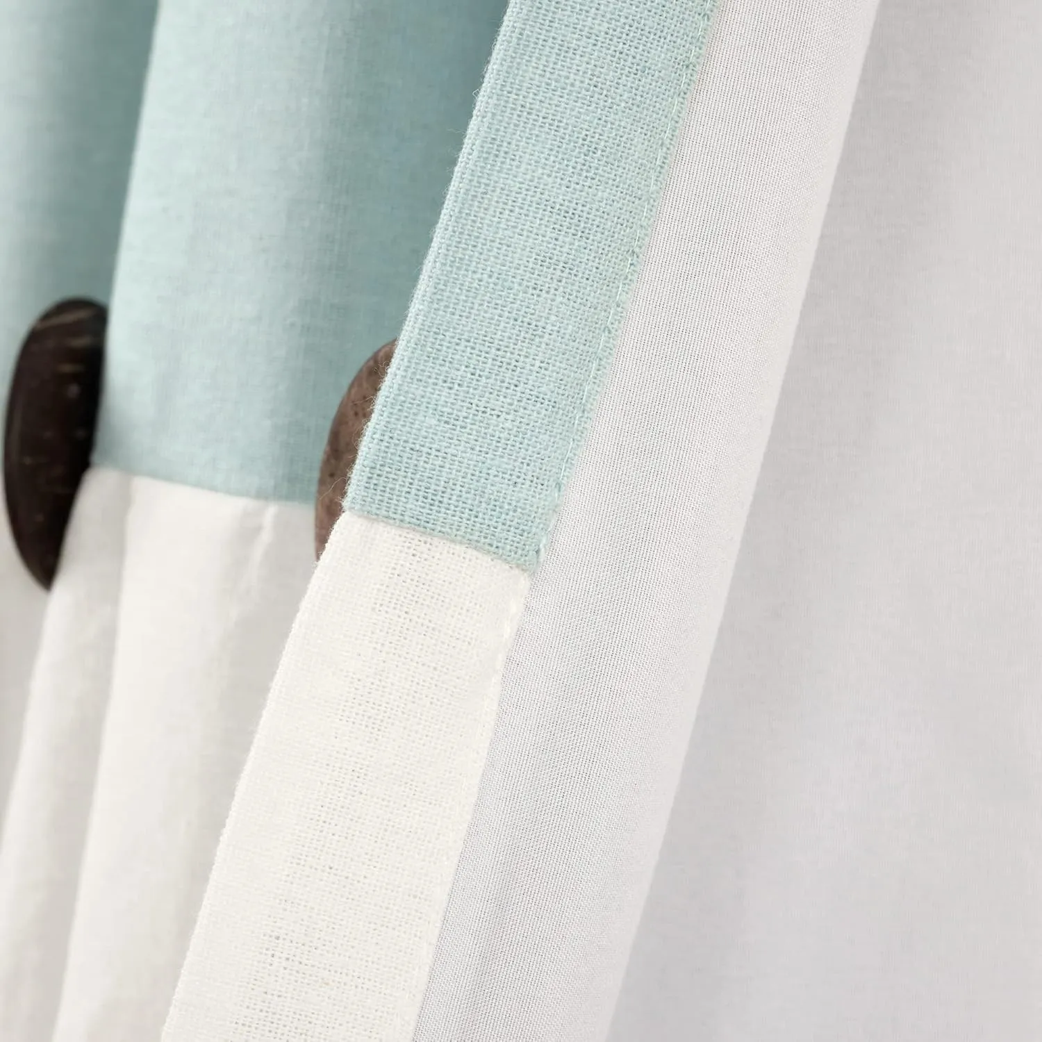 Lush Decor Linen Button 100% Blackout Window Curtain Panel, Single, 40" W x 84" L, Blue & White - Blackout Curtains - Rustic Decor - Country Farmhouse Curtains For Bedroom