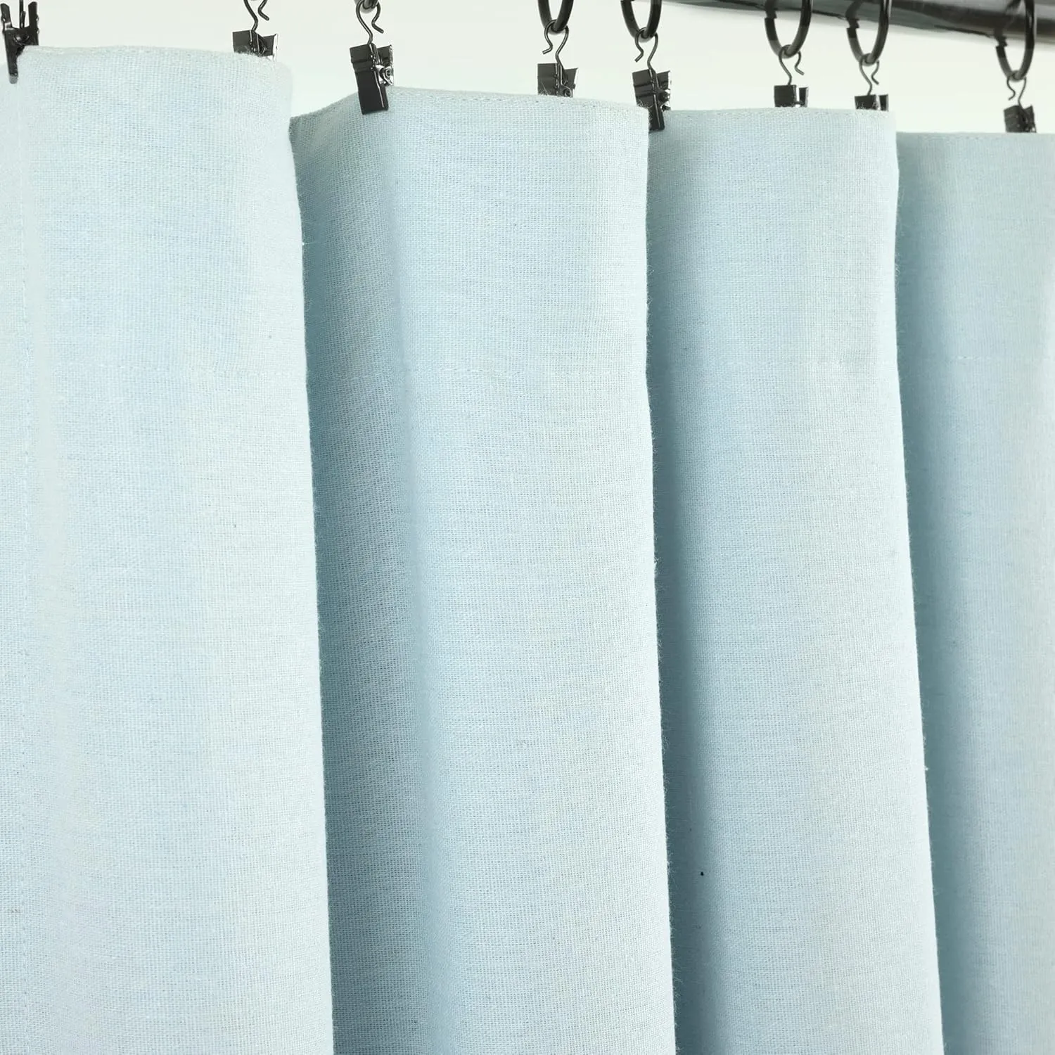 Lush Decor Linen Button 100% Blackout Window Curtain Panel, Single, 40" W x 84" L, Blue & White - Blackout Curtains - Rustic Decor - Country Farmhouse Curtains For Bedroom
