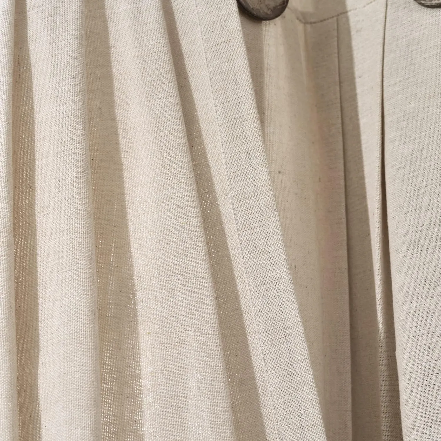 Lush Decor Linen Button Farmhouse Kitchen Tier Set, Pair, 29" W x 24" L, Dark Linen - Cafe Curtains