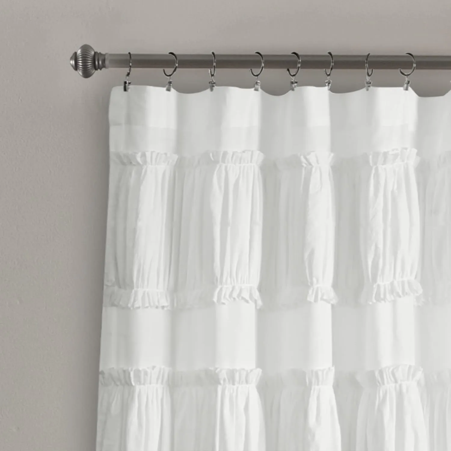 Lush Decor Nova Ruffle Window Curtain Panel Pair, 42"W x 95"L, White