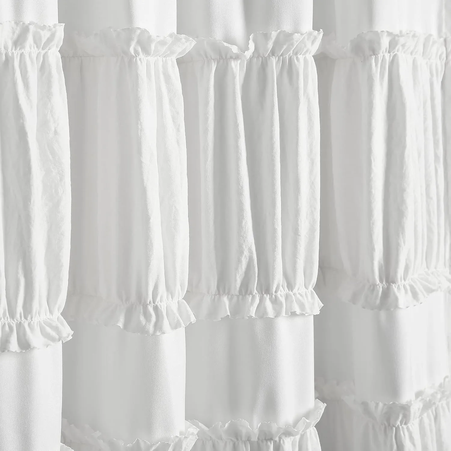 Lush Decor Nova Ruffle Window Curtain Panel Pair, 42"W x 95"L, White