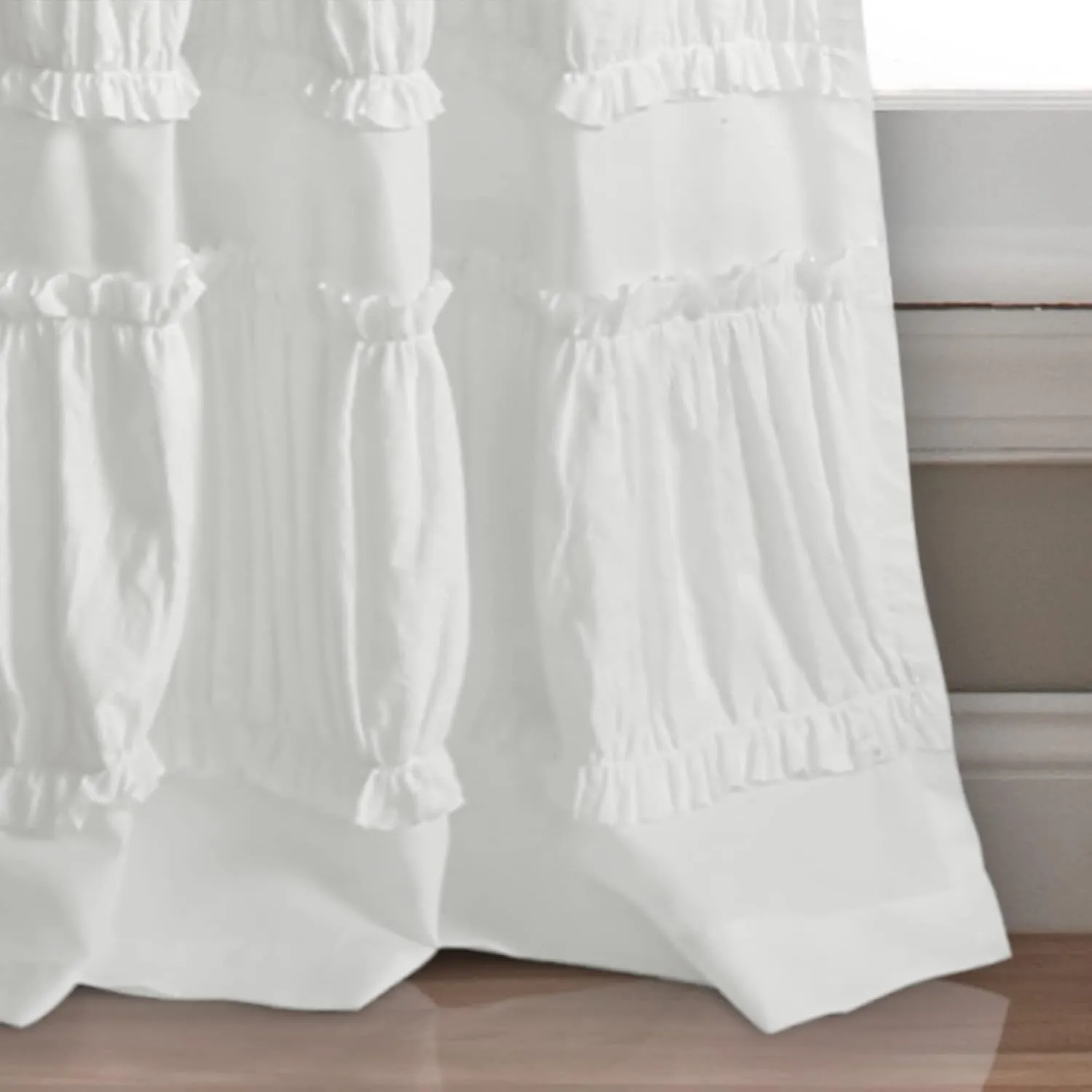 Lush Decor Nova Ruffle Window Curtain Panel Pair, 42"W x 95"L, White