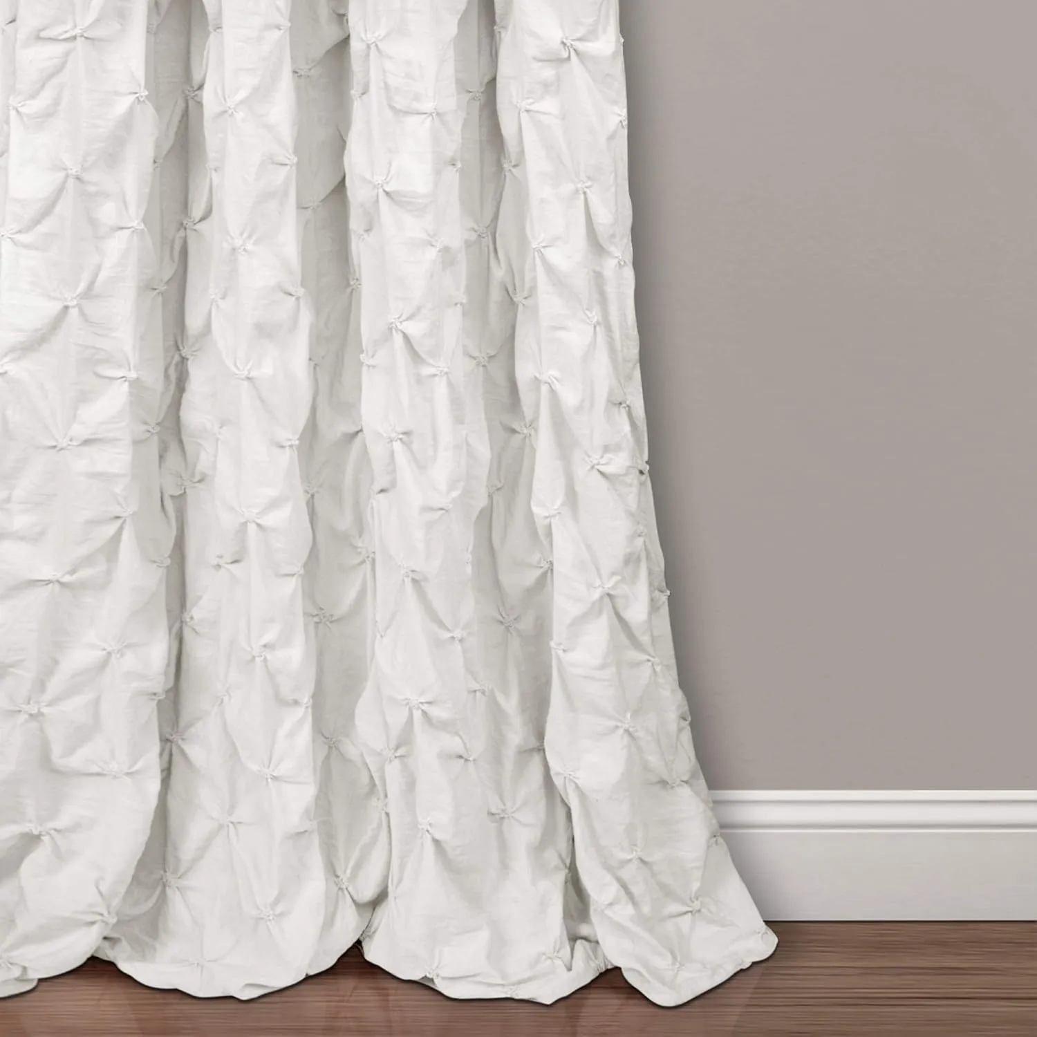 Lush Decor Ravello Pintuck Window Curtain Panel, Single, 52" W x 84" L, White - Luxe Pintuck Embellishment - Chic Textured Design - Traditional Glam & Farmhouse Window Decor