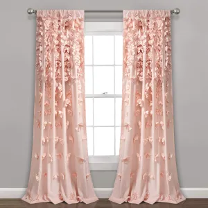 Lush Decor Riley Window Curtain Panel - Charming Handmade Bow Details - Elegant Light Filtering Single Curtain for Living Room, Dining Room, or Bedroom - 54" W x 84" L, Blush