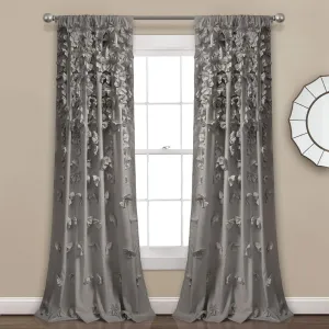Lush Decor Riley Window Curtain Panel - Charming Handmade Bow Details - Elegant Light Filtering Single Curtain for Living Room, Dining Room, or Bedroom - 54" W x 84" L, Gray