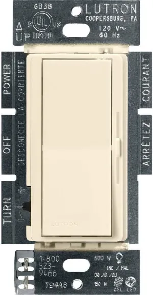 Lutron Diva LED  Dimmer Switch for Dimmable LED, Halogen and Incandescent Bulbs, 150 Watt, Single-Pole or 3-Way, DVCL-153P-AL, Almond
