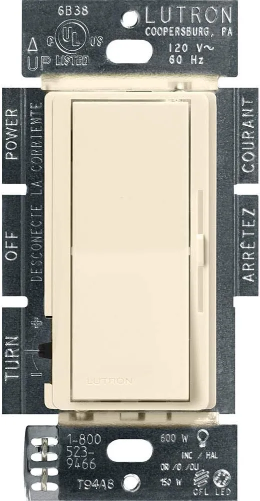 Lutron Diva LED  Dimmer Switch for Dimmable LED, Halogen and Incandescent Bulbs, 150 Watt, Single-Pole or 3-Way, DVCL-153P-AL, Almond