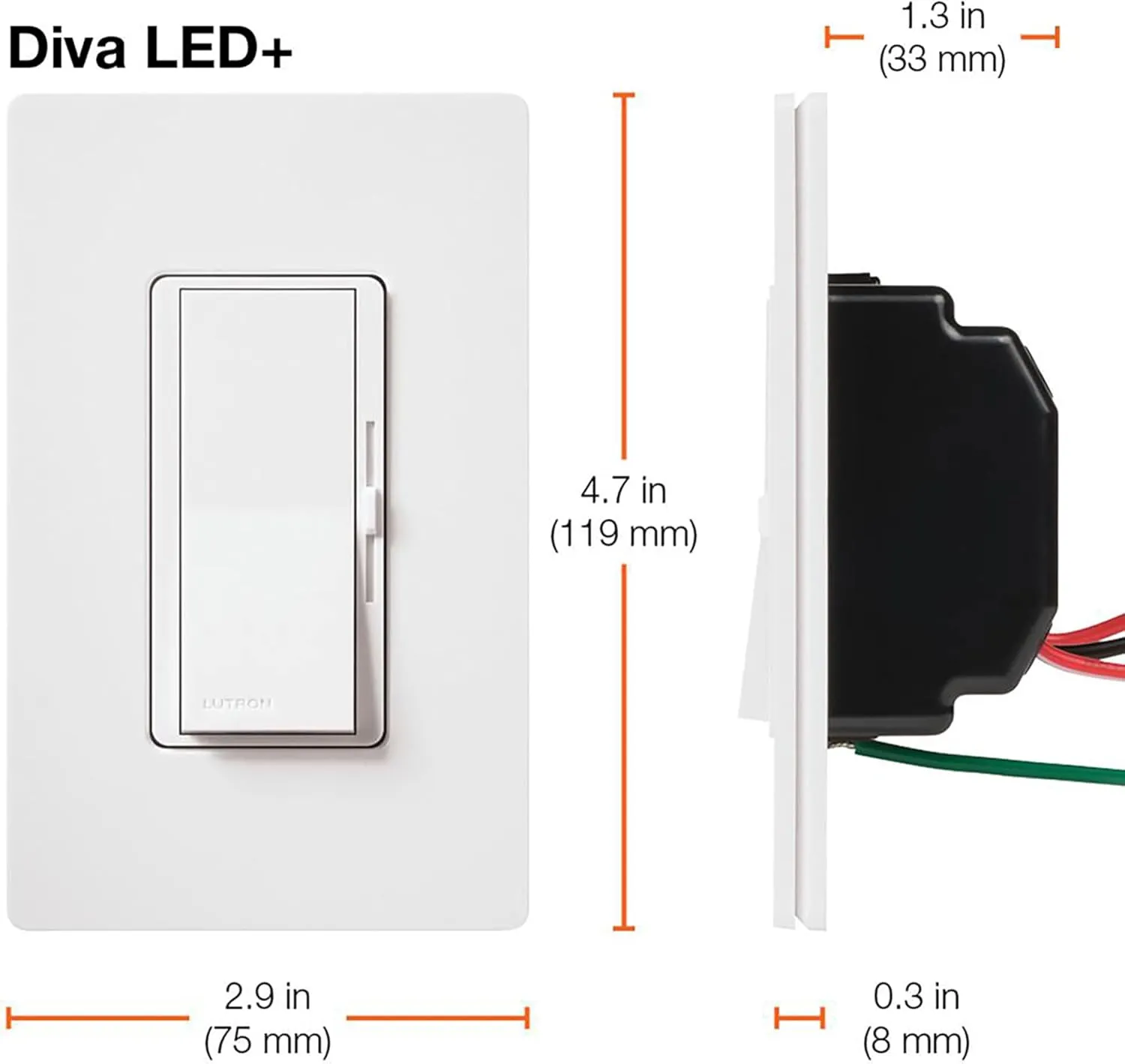 Lutron Diva LED  Dimmer Switch for Dimmable LED, Halogen and Incandescent Bulbs, 150 Watt, Single-Pole or 3-Way, DVCL-153P-AL, Almond