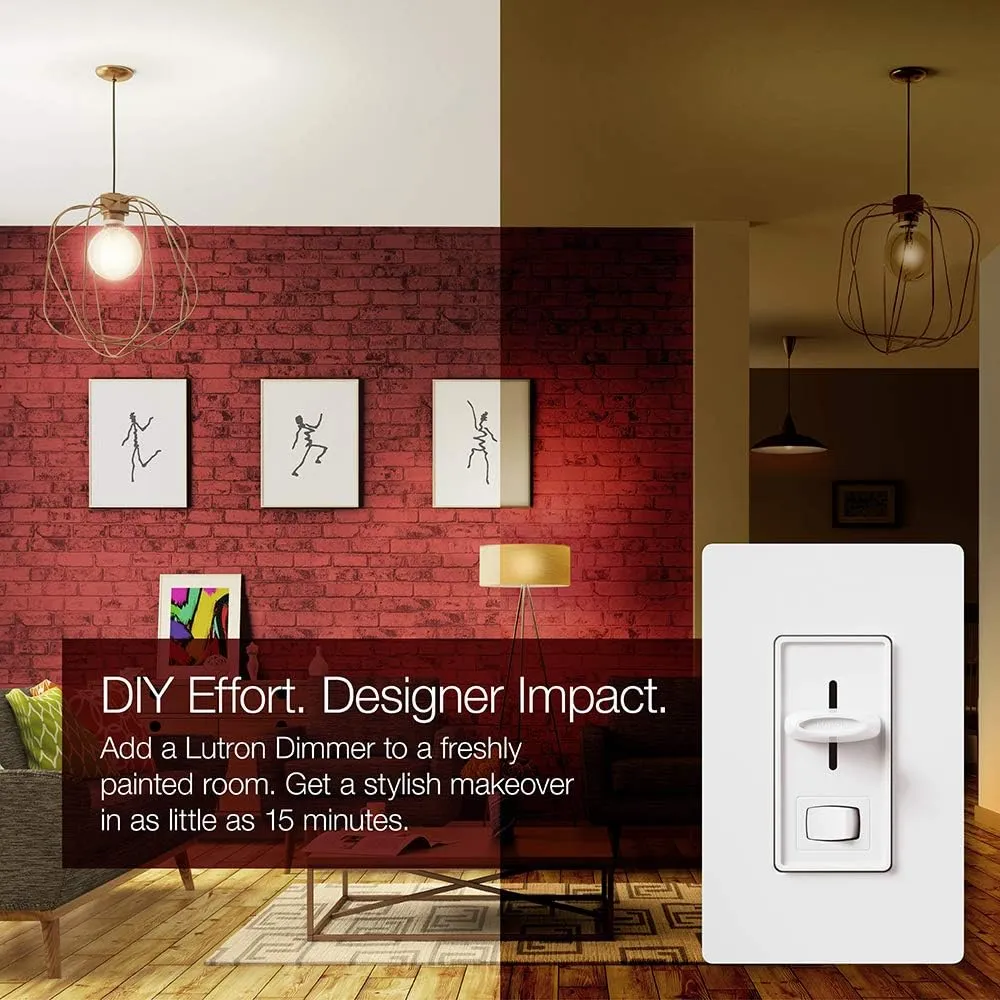 Lutron Skylark LED  Dimmer Switch for Dimmable LED, Halogen and Incandescent Bulbs | 150W/Single-Pole or 3-Way | SCL-153P-AL | Almond