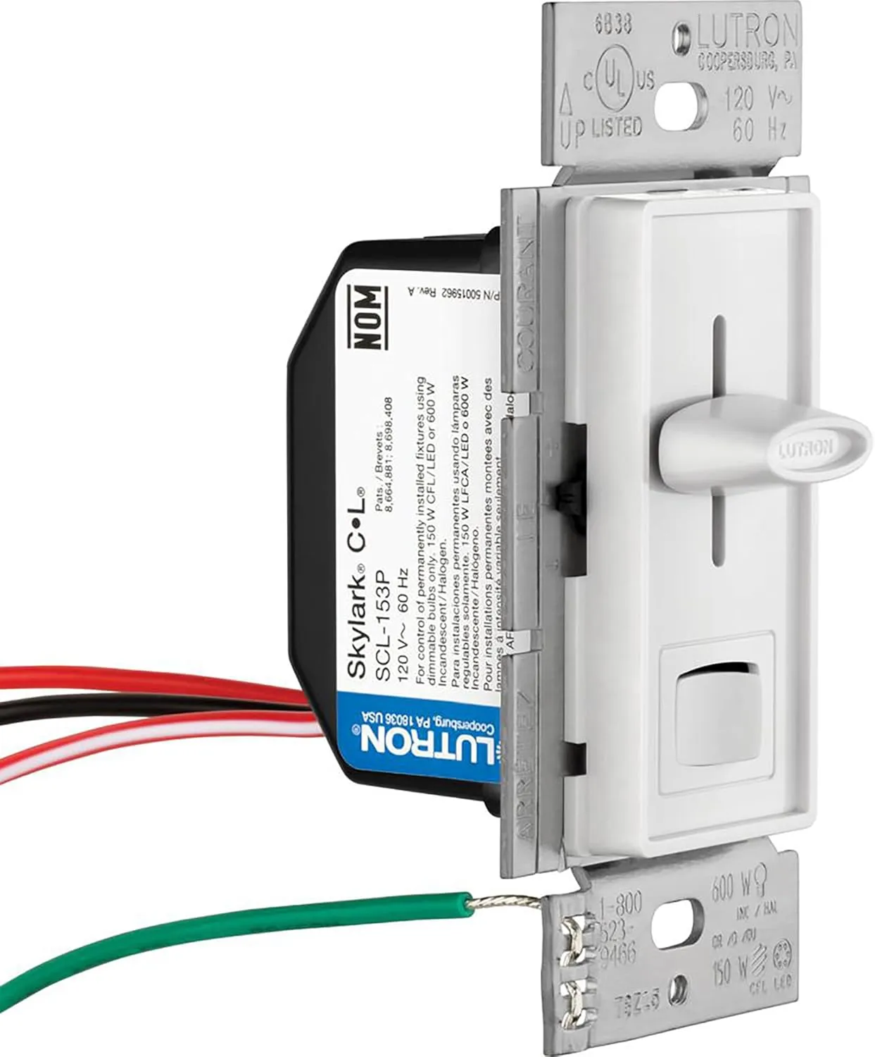 Lutron Skylark LED  Dimmer Switch for Dimmable LED, Halogen and Incandescent Bulbs | 150W/Single-Pole or 3-Way | SCL-153P-AL | Almond