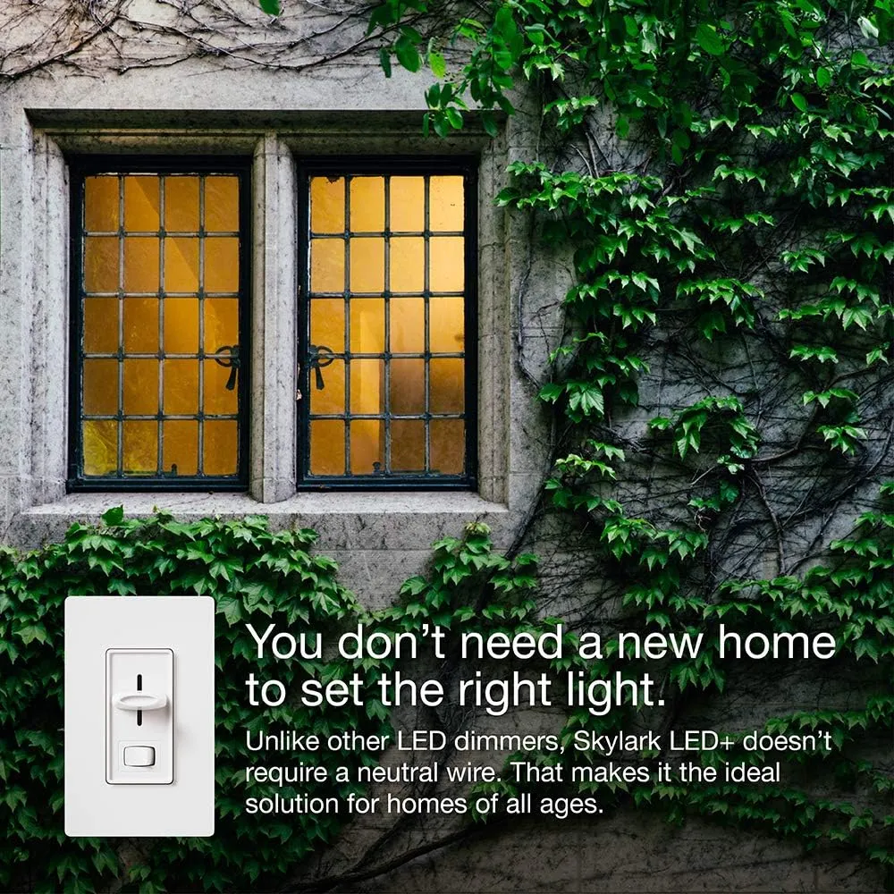 Lutron Skylark LED  Dimmer Switch for Dimmable LED, Halogen and Incandescent Bulbs | 150W/Single-Pole or 3-Way | SCL-153P-AL | Almond
