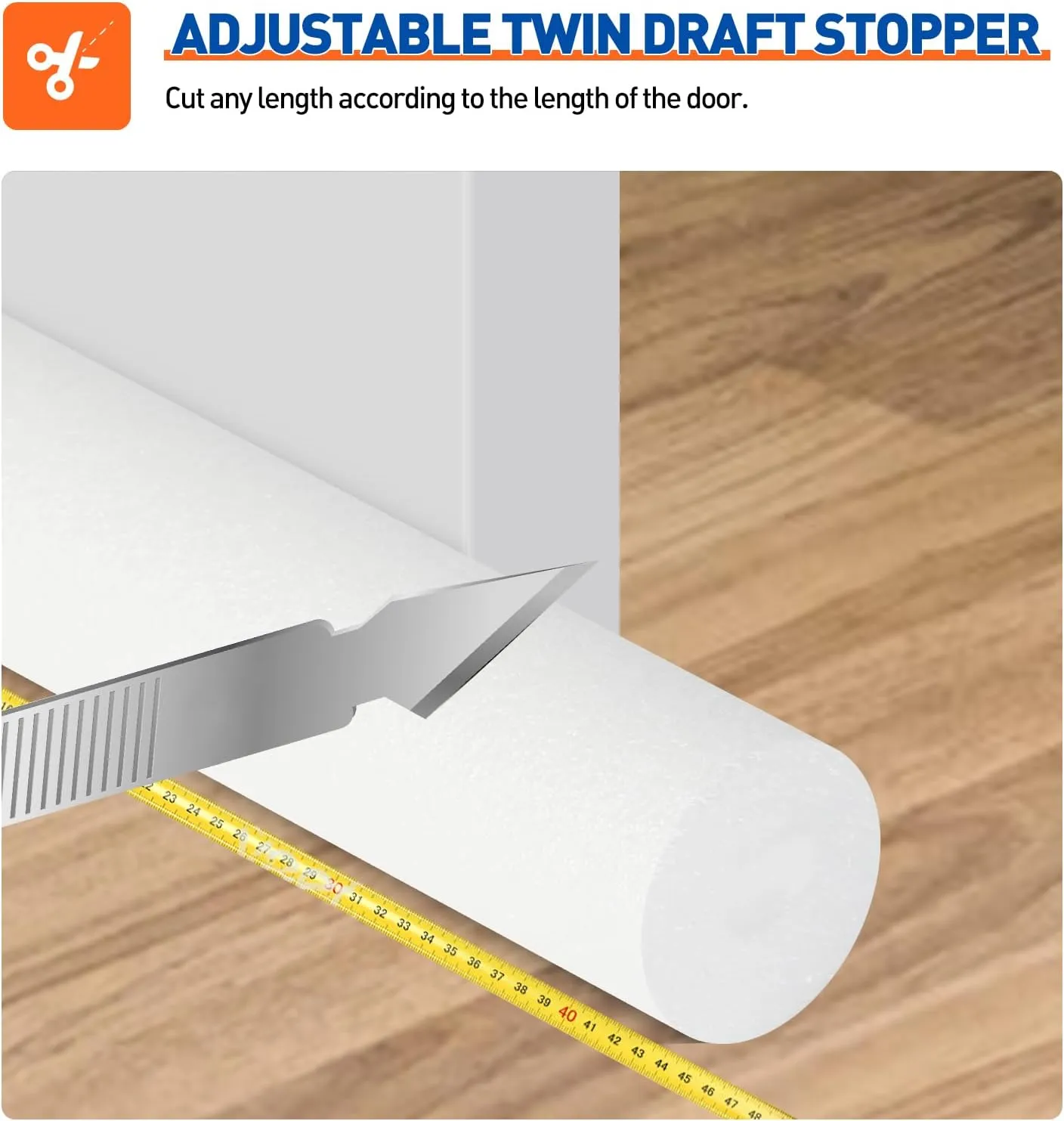 MAGZO Double Side Door Draft Stopper 36" Draft Guard Air Dust Blocker Save Energy Weighted Adjustable Length, Gray