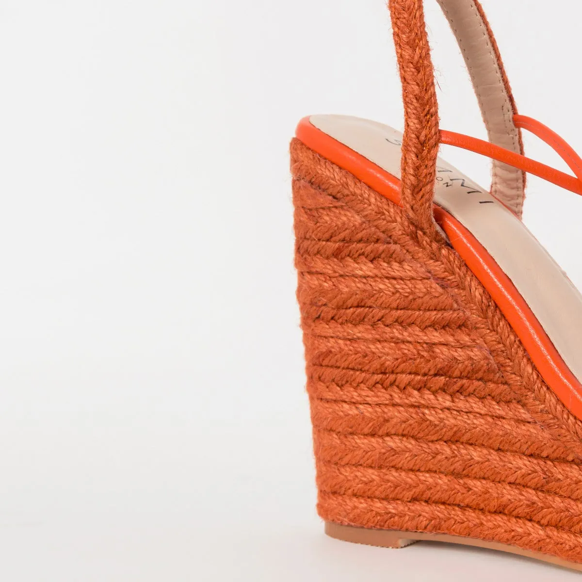 Malina Orange Espadrille Lace Up Wedges
