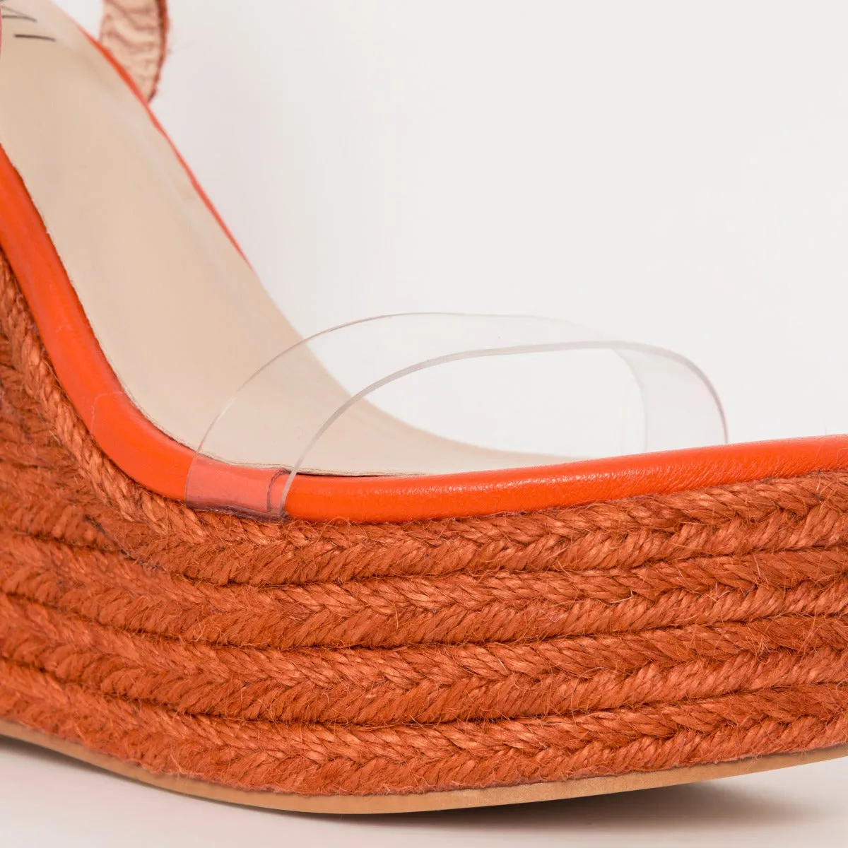 Malina Orange Espadrille Lace Up Wedges