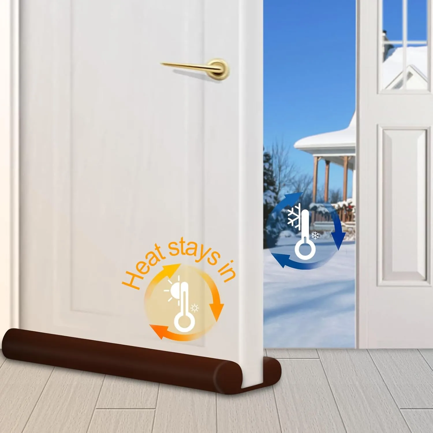 MAXTID 32" Door Draft Stopper Brown Home Essentials for New Home Door Stoppers for Bottom of Door Under Door Weather Stripping Large Door Draft Blocker