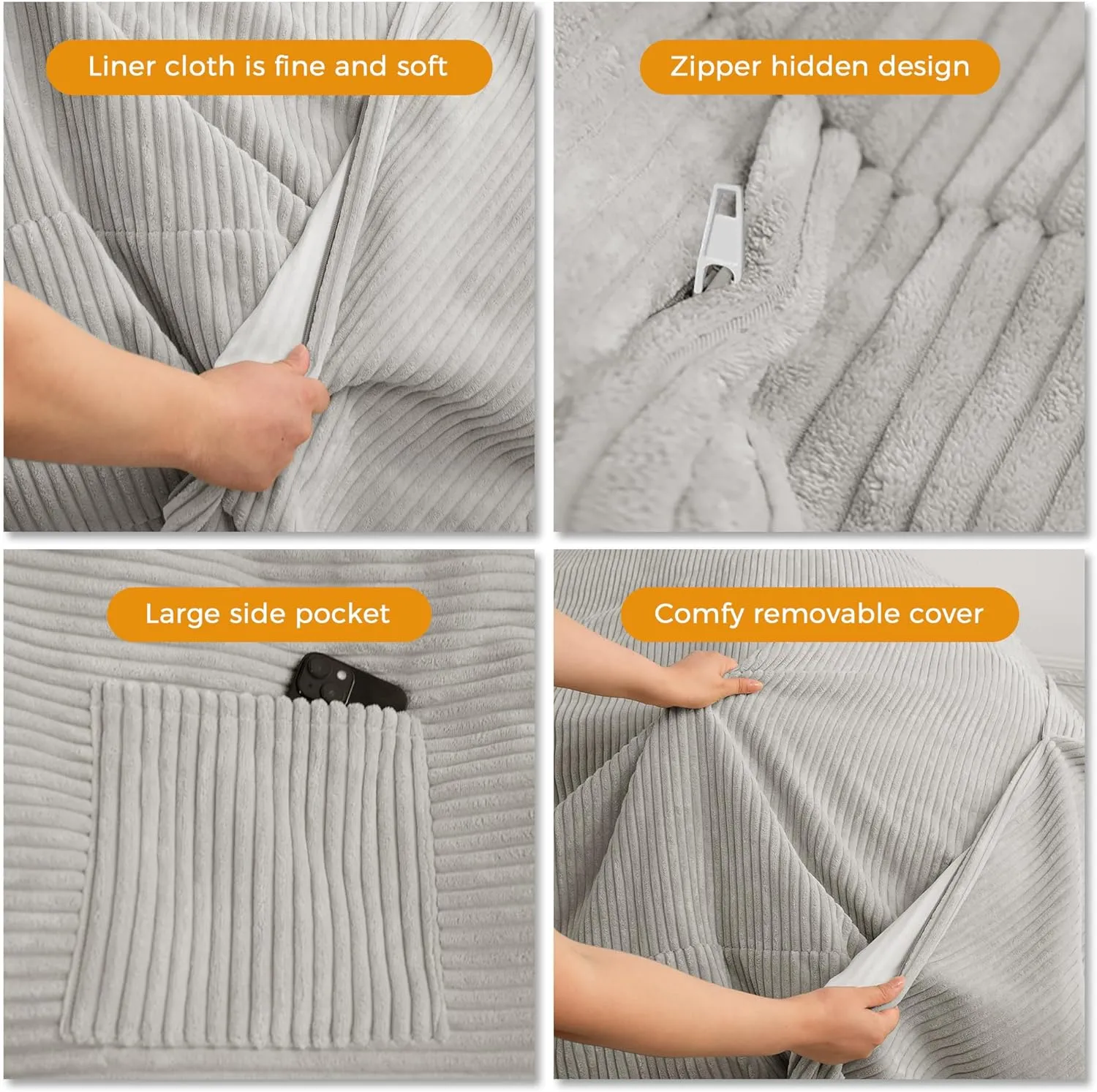 MAXYOYO Giant Bean Bag Chair Bed for Adults, Convertible Beanbag Folds from Lazy Chair to Floor Mattress Bed, Large Floor Sofa Couch, Big Sofa Bed, High-Density Foam Filling, Machine Washable