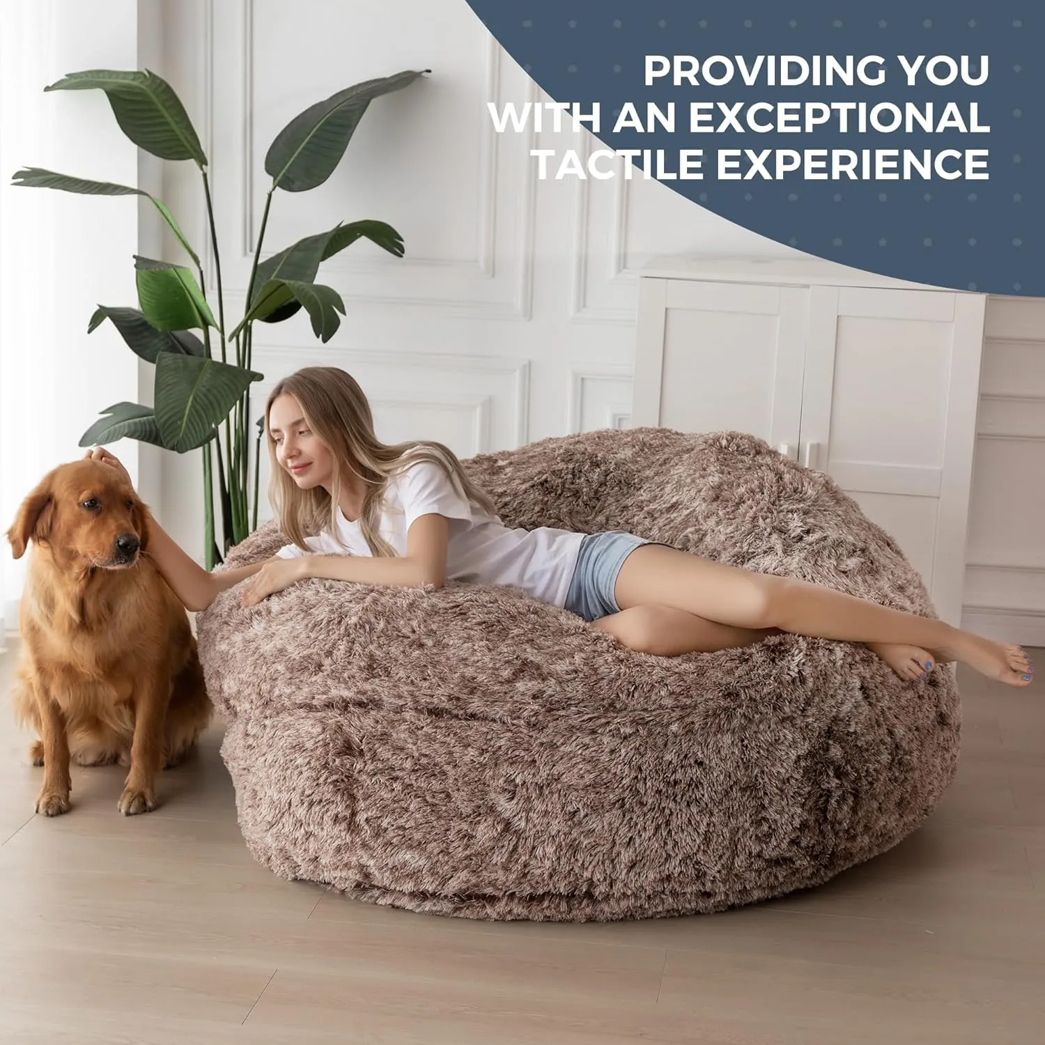 MAXYOYO Giant Bean Bag Chair Bed for Adults, Convertible Beanbag Folds from Lazy Chair to Floor Mattress Bed, Large Floor Sofa Couch, Big Sofa Bed, High-Density Foam Filling, Machine Washable