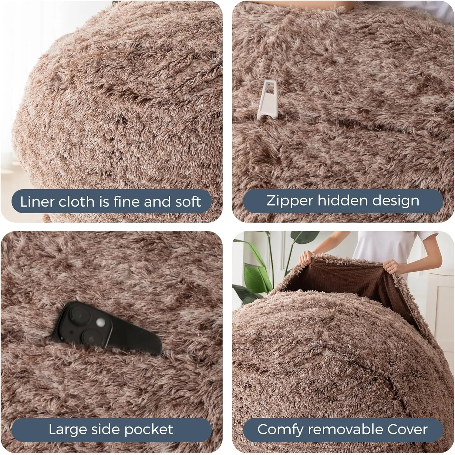 MAXYOYO Giant Bean Bag Chair Bed for Adults, Convertible Beanbag Folds from Lazy Chair to Floor Mattress Bed, Large Floor Sofa Couch, Big Sofa Bed, High-Density Foam Filling, Machine Washable