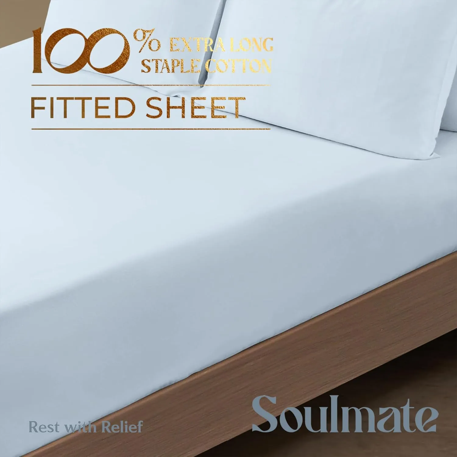 Mayfair Linen 100% Cotton Fitted Sheet King Size - 500 Thread Count Fitted Sheet King Cotton Only, Luxuriously Soft, Cooling 16" Deep Pocket Sateen Weave Bottom, Luxury Hotel Quality - Light Blue