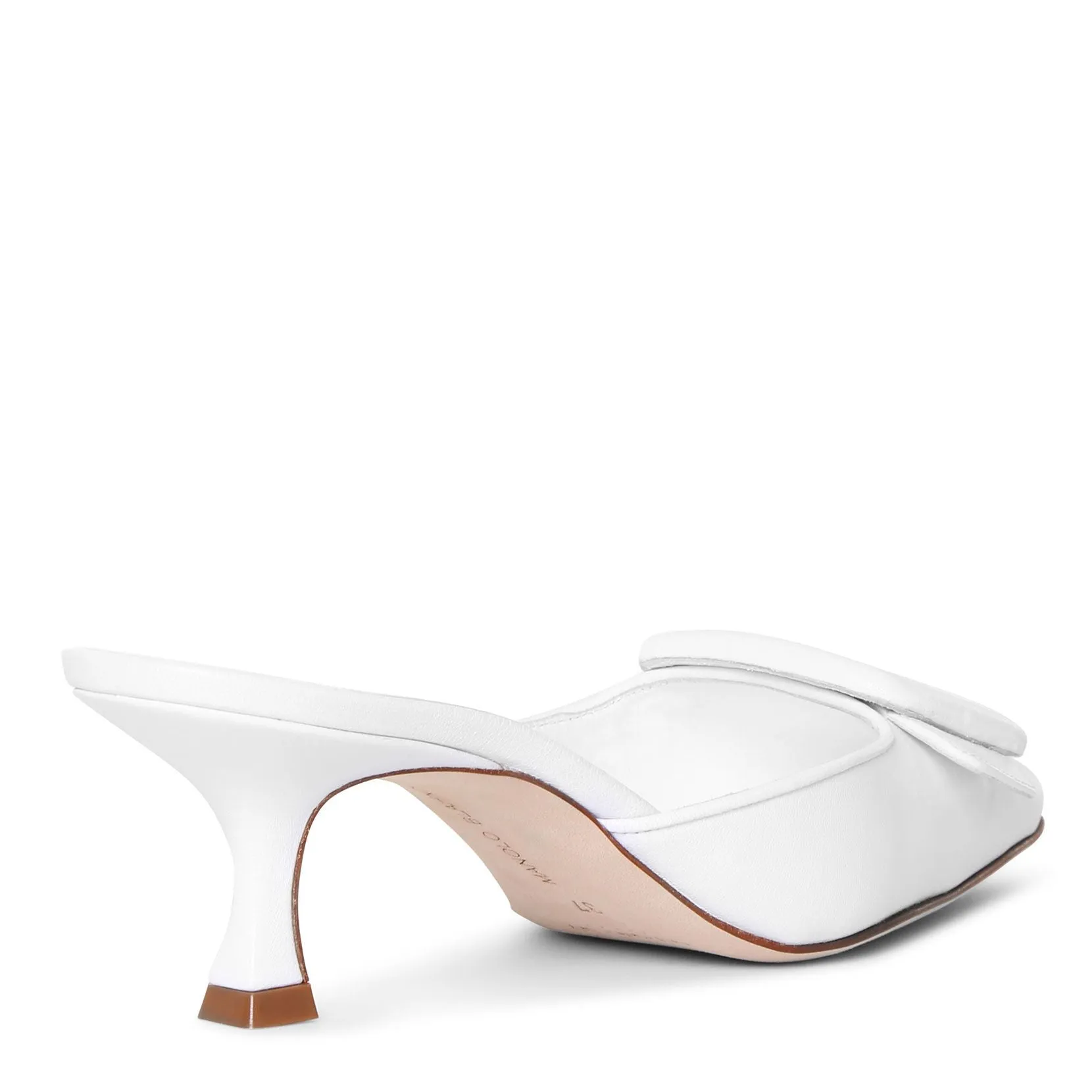 Maysale white leather pumps