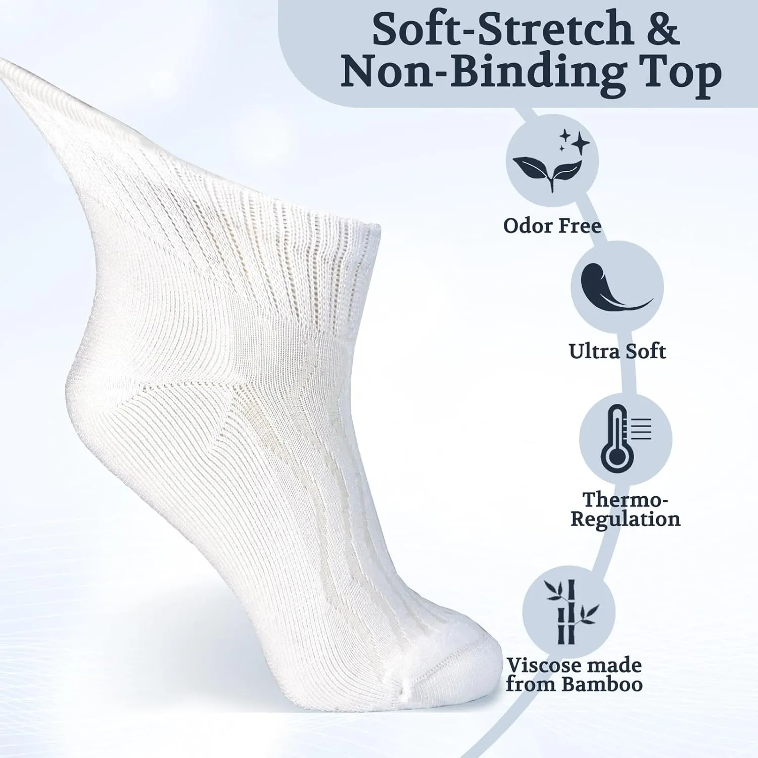  MD Diabetic Socks for Men Women 6 Pairs,Non-Binding Top Extra Wide Ankle/Crew Socks, for Edema Circulator 9-11 10-13 13-15