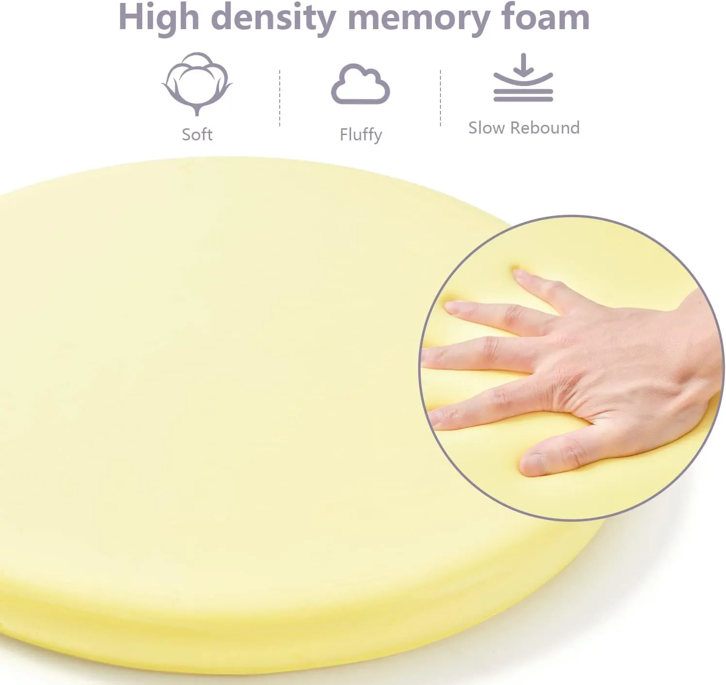 Memory Foam Seat Cushion 16 Inch Round Chair Cushion for Bar Stool Reversible Circle Bistro Chair Pad Washable for Kitchen Dining Comfortable Mat for Home Office