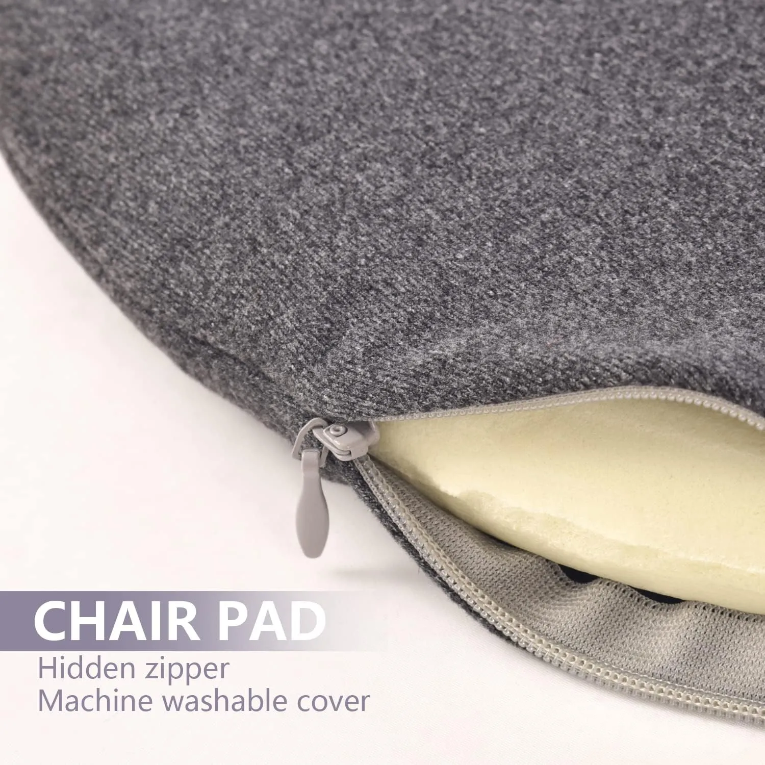 Memory Foam Seat Cushion 16 Inch Round Chair Cushion for Bar Stool Reversible Circle Bistro Chair Pad Washable for Kitchen Dining Comfortable Mat for Home Office