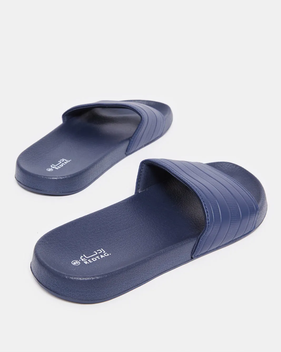 Men Navy Striped Slide