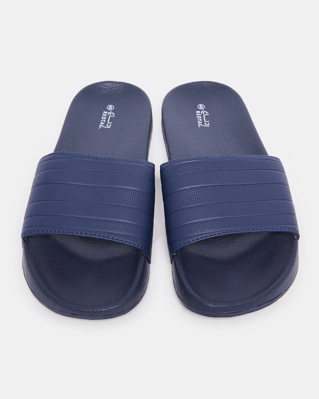 Men Navy Striped Slide