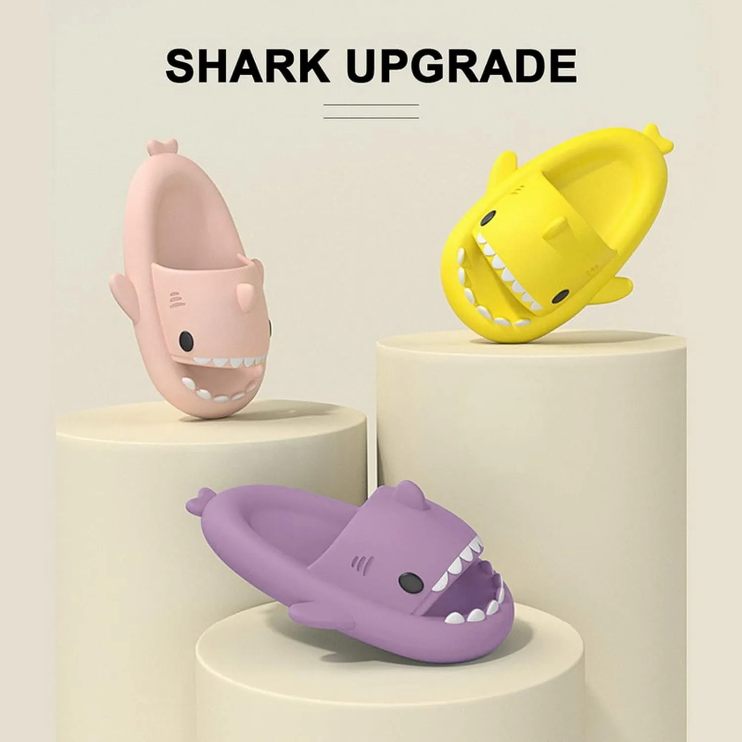 Menore Kids Shark Cloud Slides | Boys Girls Toddlers Pillow Slippers | Cute Cartoon Open Toe Sandals | Cushioned Thick Sole Shower Water Shoes Indoor & Outdoor