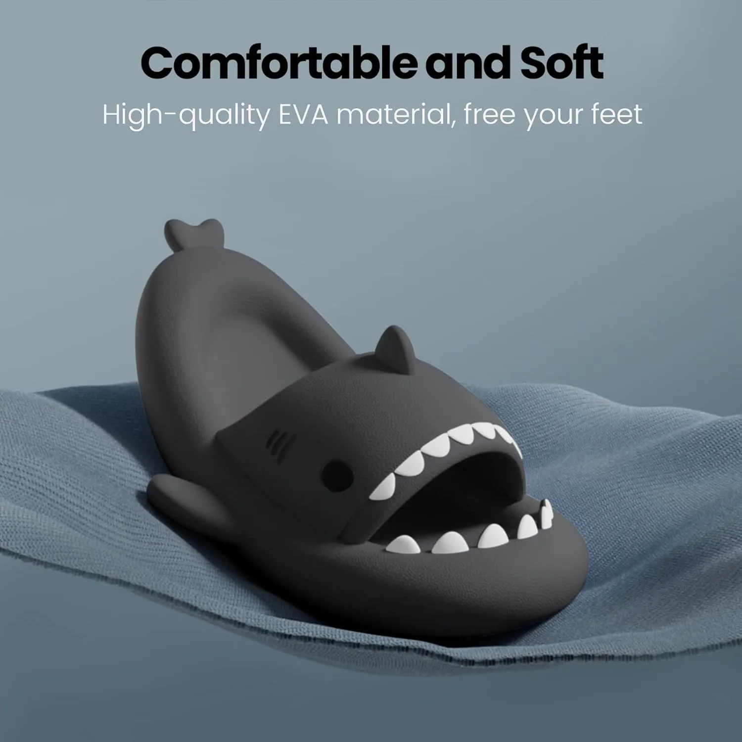 Menore Kids Shark Cloud Slides | Boys Girls Toddlers Pillow Slippers | Cute Cartoon Open Toe Sandals | Cushioned Thick Sole Shower Water Shoes Indoor & Outdoor