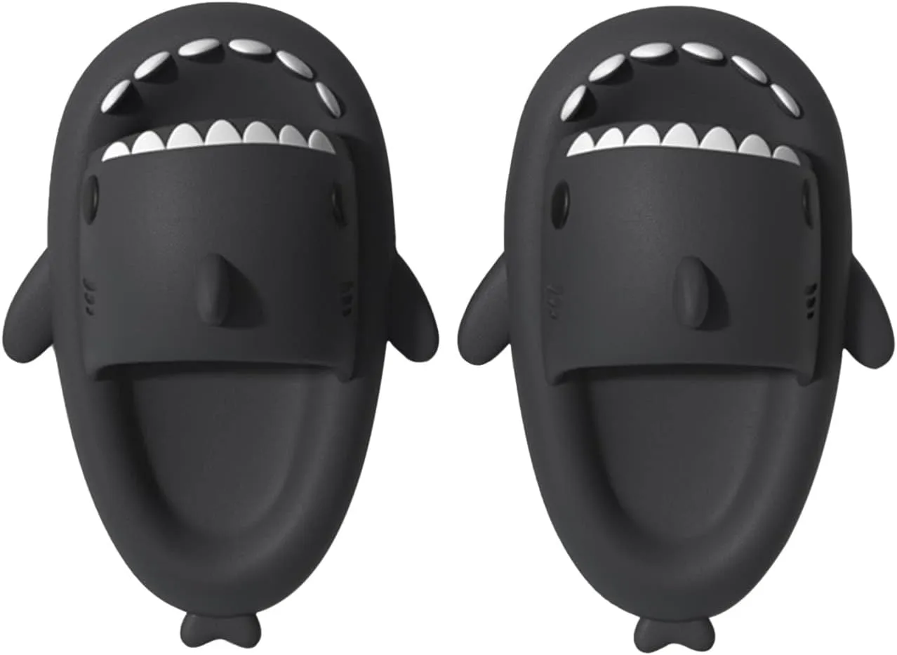 Menore Kids Shark Cloud Slides | Boys Girls Toddlers Pillow Slippers | Cute Cartoon Open Toe Sandals | Cushioned Thick Sole Shower Water Shoes Indoor & Outdoor
