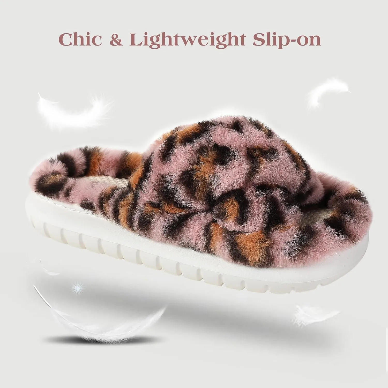 Menore Slippers for Women Crossbands House Bedroom Slides Linen Open Toe Cozy Corduroy Fuzzy Slide Sandals Indoor Outdoor Four Seasons