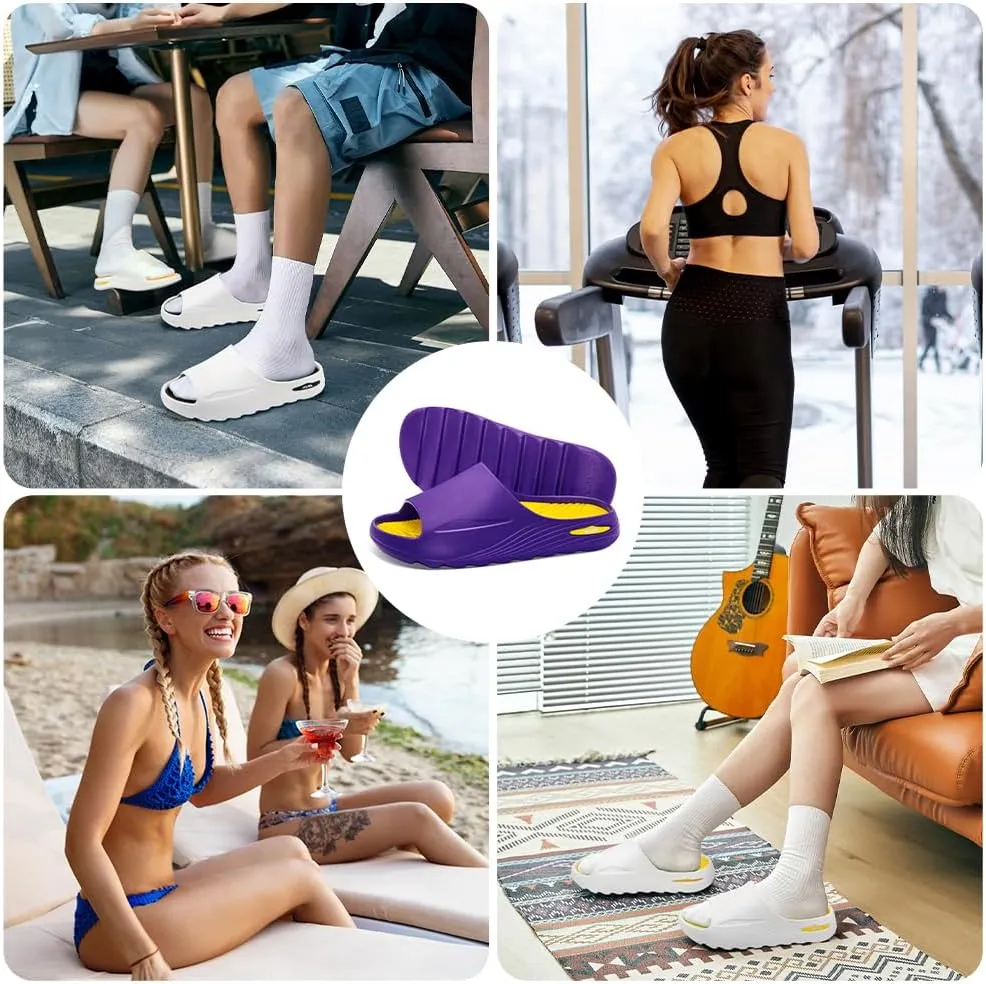 Men's Athletic Sandals Soft - tech Sports Recovery Slide Basketball Outdoor Slipper with Arch Support Plantar Fasciitis Relief