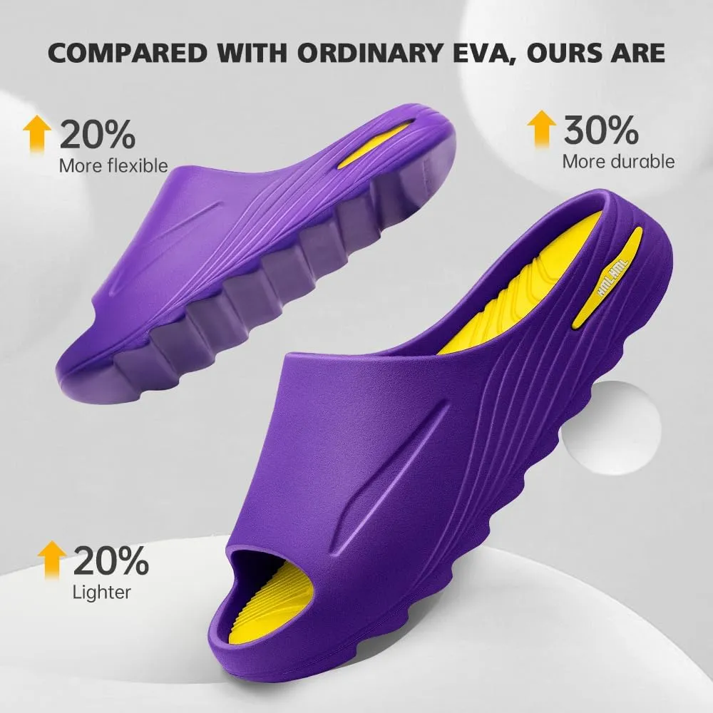 Men's Athletic Sandals Soft - tech Sports Recovery Slide Basketball Outdoor Slipper with Arch Support Plantar Fasciitis Relief