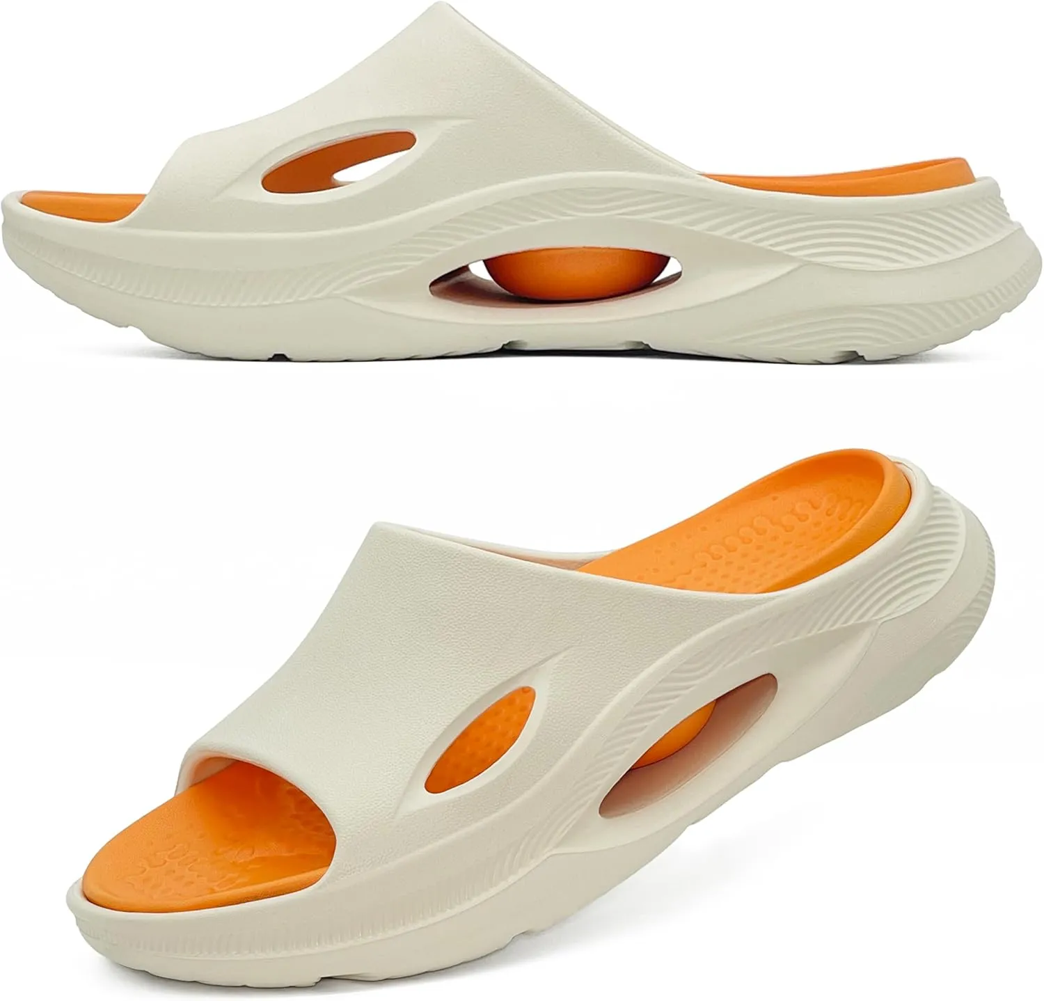 Mens Slides Soft Cushion Sport Sandals Plantar Fasciitis Arch Support Adjustable Thick Cushion Recovery Sandals Lightweight Cloud Open Toe Summer Slippers