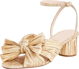 MICIFA Women's Bow Knot Heeled Sandals Open Toe High Block Ankle Strap Chunky Heels Bride Wedding Shoes